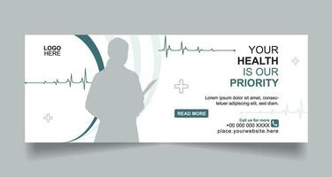 Medical and healthcare social media cover banner vector