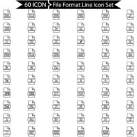 File Format Line Icon Set vector