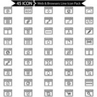 Web and Browsers Outline Icon Set vector