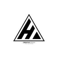 Letter Ha or Ah triangle unique shape with border line abstract monogram logo vector