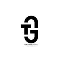 Letter Tg or Gt creative line shape with initial typography modern abstract monogram logoWeb vector