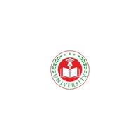 University and academy vector icons. Emblems or shields set for high school education graduates in maritime science, or law. Ribbons and badges of bachelor hat, laurel wreath, Vector Logo Template