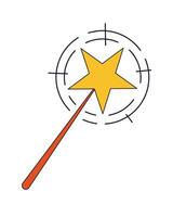 Magic wand flat line color isolated vector object. Witchcrafting. Magic tricks. Star on stick. Editable clip art image on white background. Simple outline cartoon spot illustration for web design