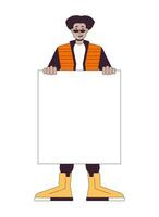 Happy black man with empty blank flat line color vector character. Peaceful protest. March. Editable outline full body person on white. Simple cartoon spot illustration for web graphic design