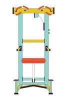 Assisted pullup machine flat line color isolated vector object. Gym equipment. Pull ups for upper-body strength. Editable clip art image on white background. Simple outline cartoon spot illustration