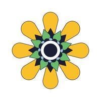 Decorative garden flowers flat line color isolated vector object. Petals and disk florets. Editable clip art image on white background. Simple outline cartoon spot illustration for web design