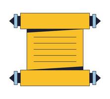 Ancient manuscript flat line color isolated vector object. Message on paper roll. Editable clip art image on white background. Simple outline cartoon spot illustration for web design