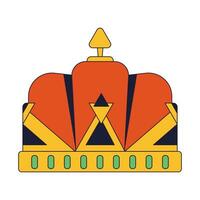 King crown flat line color isolated vector object. Monarch golden accessory for head. Coronation. Editable clip art image on white background. Simple outline cartoon spot illustration for web design