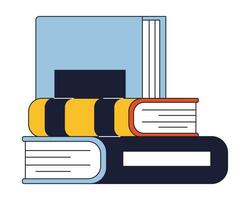 Pile of books flat line color isolated vector object. Education. Encyclopedia and dictionary. Editable clip art image on white background. Simple outline cartoon spot illustration for web design