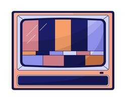 Broken old tv flat line color isolated vector object. No signal. Editable clip art image on white background. Simple outline cartoon spot illustration for web design