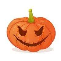 Halloween pumpkin with scary face isolated on white background vector