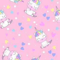 linda dibujos animados unicornio, corazón, círculo, decorativo elemento en un pastel rosado antecedentes. plano vector estilo para niños. animales mano dibujado. bebé diseño para tela. impresión. envase papel.