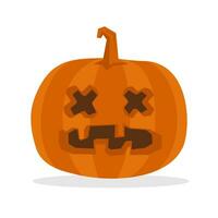 Halloween carved pumpkin vector illustration. Jack O Lantern fun character.