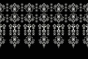 Ethnic geometric fabric pattern Cross Stitch.Ikat embroidery Ethnic oriental Pixel pattern black background. Abstract,vector,illustration. Texture,clothing,frame,decoration,motifs,silk wallpaper. vector