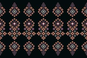 Ethnic geometric fabric pattern Cross Stitch.Ikat embroidery Ethnic oriental Pixel pattern black background. Abstract,vector,illustration. Texture,clothing,frame,decoration,motifs,silk wallpaper. vector