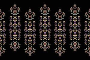 Ethnic geometric fabric pattern Cross Stitch.Ikat embroidery Ethnic oriental Pixel pattern black background. Abstract,vector,illustration. Texture,clothing,frame,decoration,motifs,silk wallpaper. vector