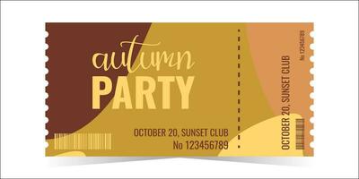 The ticket layout template for autumn party. vector