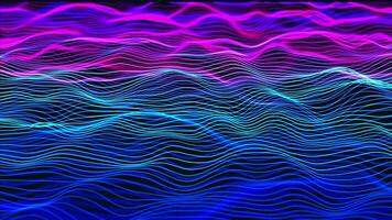 abstract gradient ribbon line wave animated 4K. multicolor particle line wavy background video