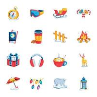 Pack of Winter Celebrations Flat Icons vector