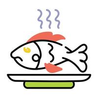 Trendy Cooked Fish vector