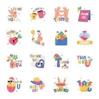 Modern Set of Thanks Flat Stickers vector