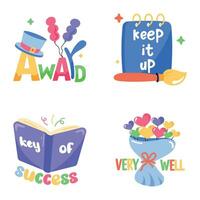 Collection of Cool Texts Flat Stickers vector