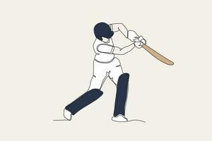 Colored illustration of a man hitting a ball side view vector