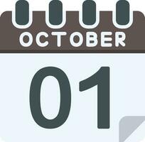 1 octubre plano icono vector