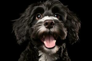 cute dog on black background, AI Generated photo