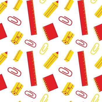 Seamless school pattern with liner and pencil. Students style background for print. vector