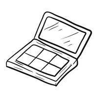 Vector isolated doodle illustration of eye shadow palette, accessory for makeup.