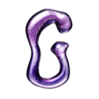 G y2k alphabet with liquid dark purple chrome effect png