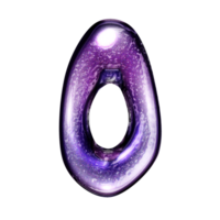 o y2k alphabet avec liquide foncé violet chrome effet png