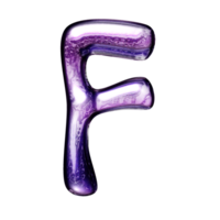 F y2k alphabet avec liquide foncé violet chrome effet png