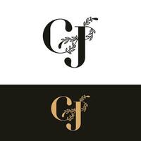 handdrawn wedding monogram CJ logo vector