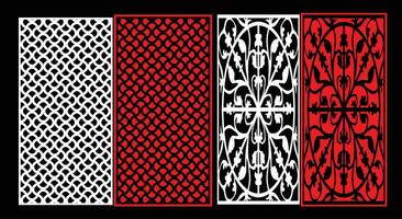 Decorative wall panels set Jali design CNC pattern,laser cutting pattern,router CNCcutting. vector