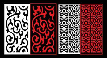 Decorative wall panels set Jali design CNC pattern,laser cutting pattern,router CNCcutting. vector