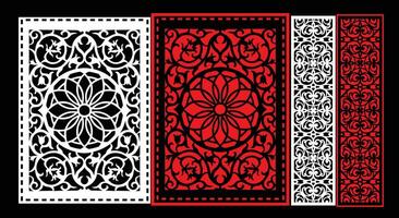 Decorative wall panels set Jali design CNC pattern,laser cutting pattern,router CNCcutting. vector