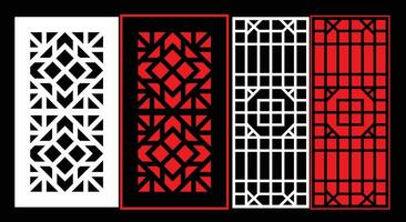 Decorative wall panels set Jali design CNC pattern,laser cutting pattern,router CNCcutting. vector