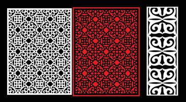 Decorative wall panels set Jali design CNC pattern,laser cutting pattern,router CNCcutting. vector