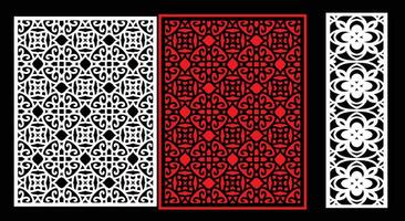 Decorative wall panels set Jali design CNC pattern,laser cutting pattern,router CNCcutting. vector