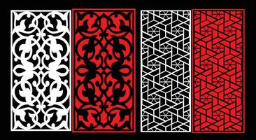 Decorative wall panels set Jali design CNC pattern,laser cutting pattern,router CNCcutting. vector