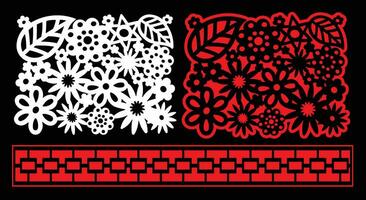 Decorative wall panels set Jali design CNC pattern,laser cutting pattern,router CNCcutting. vector