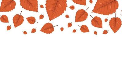 Seamless horizontal banner pattern with autumn fall yellow leaves of birch tree. Perfect for wallpaper, wrapping paper, web sites, background, social media, blog and greeting cards, advertising vector