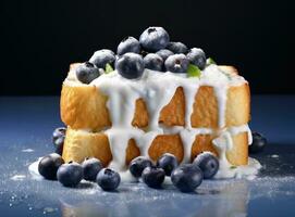 Breakfast toasts with berries photo