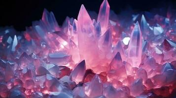 A bunch of crystals on blue background photo