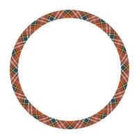 Circle borders and frames vector. Round border pattern geometric vintage frame design. Scottish tartan plaid fabric texture. Template for gift card, collage, scrapbook or photo album and portrait. vector