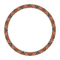 Circle borders and frames vector. Round border pattern geometric vintage frame design. Scottish tartan plaid fabric texture. Template for gift card, collage, scrapbook or photo album and portrait. vector