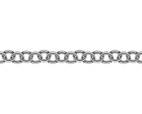 Realistic metal chain seamless texture. Silver color chains link isolated on white background. Strong iron chainlet solid three dimensional design element.