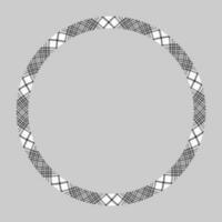 Circle borders and frames vector. Round border pattern geometric vintage frame design. Scottish tartan plaid fabric texture. Template for gift card, collage, scrapbook or photo album and portrait. vector